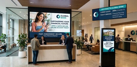 New Delhi, Business, Bank Digital Signage Solutions In Delhi NCR | Video Walls & AV Displays For Banks