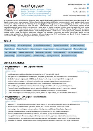 Riyadh, Job Seekers, PMP-certified IT Project Manager | Transferrable Iqama | Riyadh