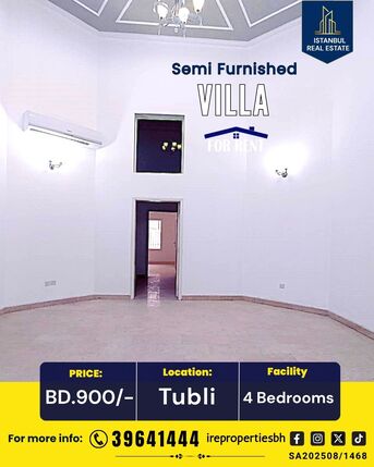 Tubli, Villas, BHD 900,  400 Sq. Meter,  Beautiful Residential Villa For Rent In Tubli BD.900/