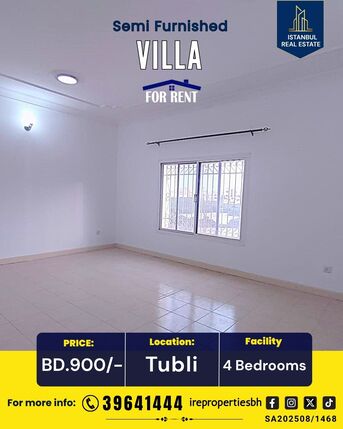 Tubli, Villas, BHD 900,  400 Sq. Meter,  Beautiful Residential Villa For Rent In Tubli BD.900/