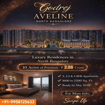 Bangalore, Real Estate For Sale, INR 25700000,  3 BR,  1600 Sq. Feet,  Godrej Aveline Yelahanka &ndash; RERA, Possession & Timeline