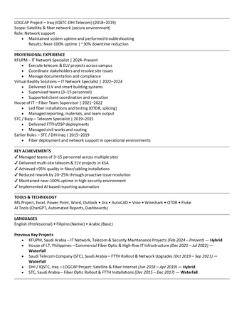Khobar, Job Seekers, PMP Certified Project Coordinator | Telecom, IT & CCTV Access Control  Seeking Opportunity
