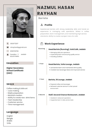 Jeddah, Job Seekers, Senior Barista