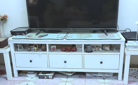 Jeddah, Household Items, SAR 550,  IKEA TV TABLE WHITE With Free Plastic Cabinet
