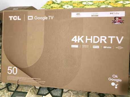 Al Sharafeyah, Household Items, SAR 930,  TCL 50&rdquo; 4K Smart UHD Google TV Like NEW From Jarir Store With Cartoon Set And Heavy Stand