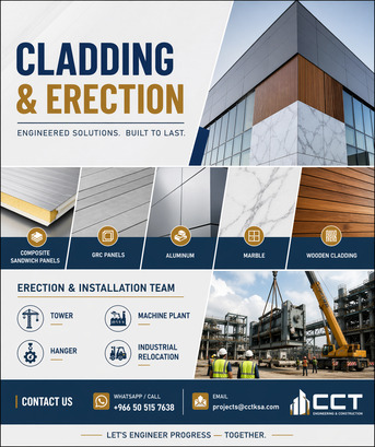 Dammam, Construction, CLADDING (COMPOSITE SANDWICH & GRC PANELS) Aluminum Marble & Wooden ERECTION■ 0505157638