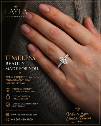 London, Jewelry, GBP 2850,  Premium 2CT Marquise Diamond Engagement Ring | Layla Diamonds