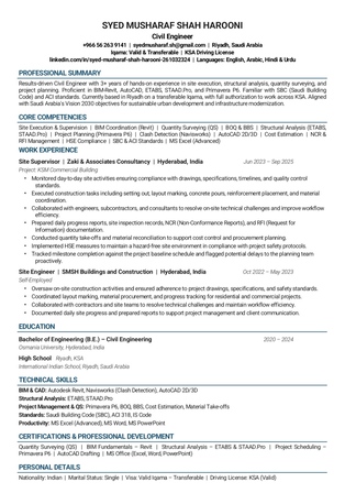 Riyadh, Job Seekers, Civil Engineer