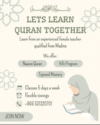 Riyadh, Lessons Offered, Highly Qualified & Experienced Female Teacher
