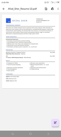Riyadh, Job Seekers, Computer Science Graduate Looking For IT Or Office Work