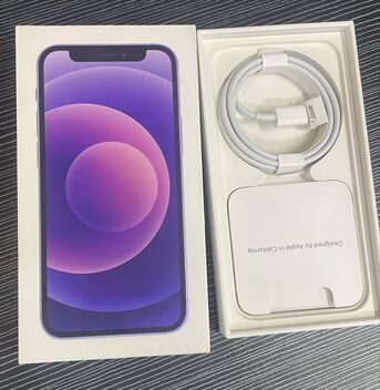 Al Aziziyah, Mobile Phones, SAR 1050,  IPhone 12 Mini 128GB Purple - Box + 5 Cases + 3 Protector + Cable