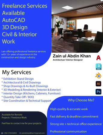 Jeddah, Job Seekers, Freelance Services Available &ndash; AutoCAD | 3D Design | Civil & Interior Work