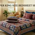 INR 1499,  Super King Size Bedsheet Sets - 100% Cotton With Pillow Covers | Buy Online