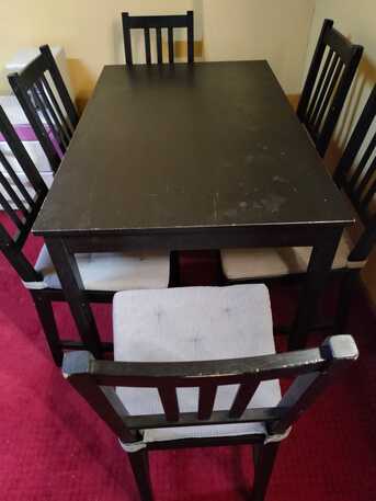 Riyadh, Furniture, SAR 350,  Dinning Table With Six Chair & Cushion (IKEA)