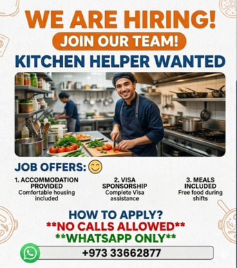 Manama, Jobs, Urgently Need Kitchen Helper