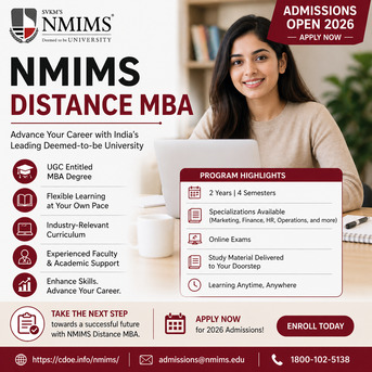 Pune, Education, NMIMS Distance MBA 2026 Admission: Fees, Eligibility & Career Benefits