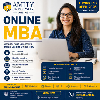 Pune, Education, Amity Online MBA 2026: Admission, Eligibility, Fees & Career Benefits