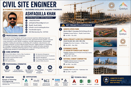 Jeddah, Job Seekers, Site Civil Engineer | SCE Member