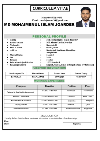 Al Qashlah, Job Seekers, Electrician