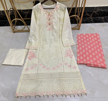 Thuqbah, Clothing & Accessories, SAR 190,  Ready To Wear Cotton Embroidered Work Lawn
