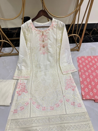 Thuqbah, Clothing & Accessories, SAR 190,  Ready To Wear Cotton Embroidered Work Lawn