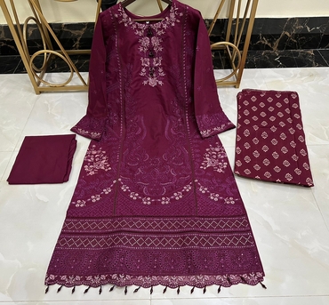 Thuqbah, Clothing & Accessories, SAR 190,  Ready To Wear Cotton Embroidered Work Lawn
