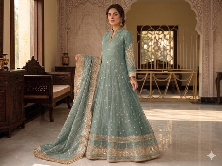 Ajman, Clothing & Accessories, AED 240,  Ready To Wear Chiffon With Organza Embroidered Dupata