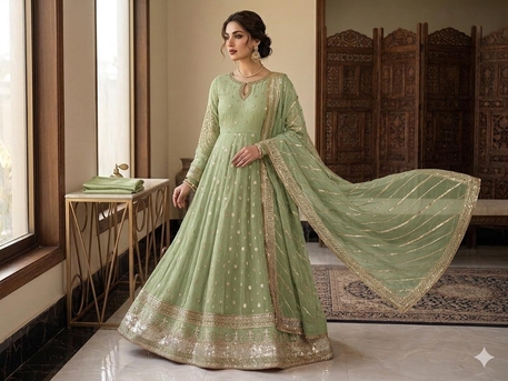 Ajman, Clothing & Accessories, AED 240,  Ready To Wear Chiffon With Organza Embroidered Dupata