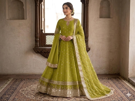 Ajman, Clothing & Accessories, AED 240,  Ready To Wear Chiffon With Organza Embroidered Dupata