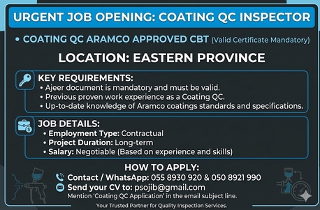 Jubail, Jobs, COATING QC INSPECTOR