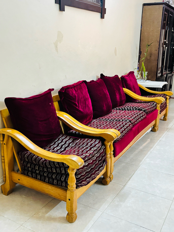 Jizan, Furniture, SAR 250,  Classic Wooden-Frame 3-piece Sofa Set