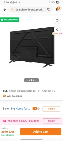 Jubail, Household Items, SAR 1300,  TCL LCD 58 Inch 4K HDR For Sale. Slightly Used With New Packed Bracket.