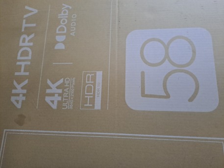 Jubail, Household Items, SAR 1300,  TCL LCD 58 Inch 4K HDR For Sale. Slightly Used With New Packed Bracket.