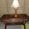 SAR 80,  Brown Wood Console With Side Lamp.