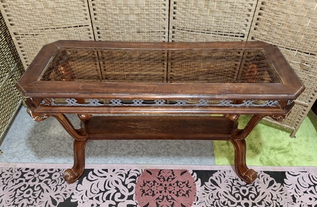 Riyadh, Furniture, SAR 80,  Brown Wood Console With Side Lamp.