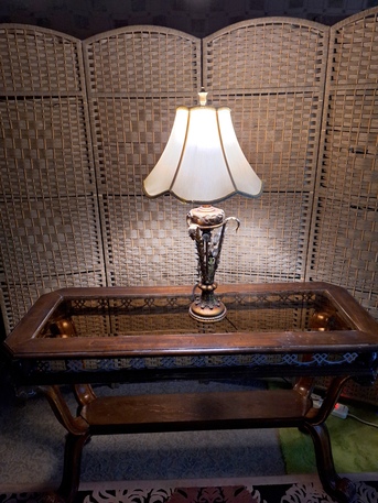 Riyadh, Furniture, SAR 80,  Brown Wood Console With Side Lamp.