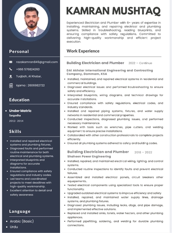 Riyadh, Job Seekers, 🔧 Experienced Electrician & Plumbe ورت