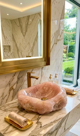 Dubai, Furniture, AED 5300,  Premium Wash Basin Quartz Rock Natural Sink Vessel Bowl