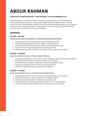 Riyadh, Job Seekers, Junior Financial Accountant | Data Analyst | NEBOSH Certified | Available In KSA