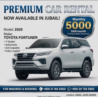 Jubail, Vehicles, Cars & Trucks , SAR 5000,  Toyota Fortuner,  2025,  Automatic,  10000 KM,  FORTUNE CAR 🚗 FOR RENTAL
