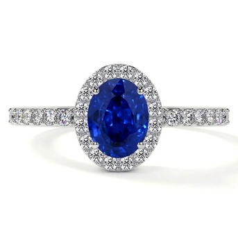 New York, Jewelry, USD 3375,  Diamond Sapphire Ring &ndash; Oval Blue Sapphire Halo With Prong Set Diamonds (1.34cttw)