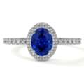 USD 3375,  Diamond Sapphire Ring &ndash; Oval Blue Sapphire Halo With Prong Set Diamonds (1.34cttw)