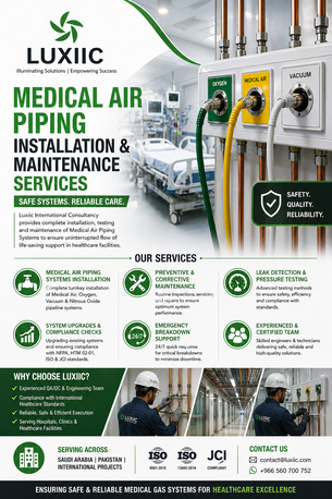 Dammam, Construction, Medical Air Piping Installation & Maintenance Services