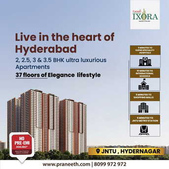 Hyderabad, Real Estate For Sale, INR 1,  3 BR,  3130 Sq. Feet,  Praneeth Pranav Ixora | 2 & 3bhk Flats For Sale In Kukatpally
