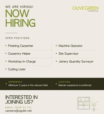 Manama, Jobs, Carpentry Jobs