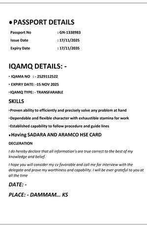 Dammam, Job Seekers, Sr. Electrician/Electrical Foreman