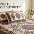 Ind 1499,  Buy Single Bed Cotton Bedsheet Online - Pure Cotton, Soft & Breathable With Pillow Cover