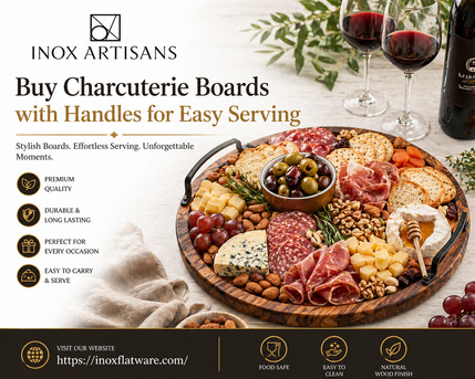 New York, Household Items, USD 24,  Buy Charcuterie Boards With Handles For Easy Serving | Inox Artisans