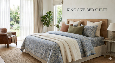 Mumbai, Household Items, INR 1499,  King Size Bed Sheet Pure Cotton - Handloom, Soft & Breathable With 2 Pillow Covers India