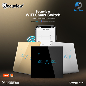 Doha, Electronics, QAR 135,  Secuview 3 Gang WiFi Smart Switch (Tuya App)